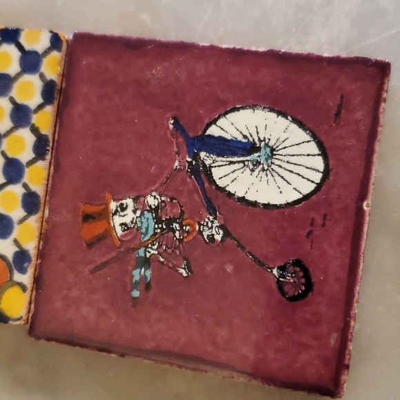 3 for $20 Set 2 Talavera Mexico Tiles - Skeleton Uni Cycle + mix  2" terracotta - Picture 2 of 4